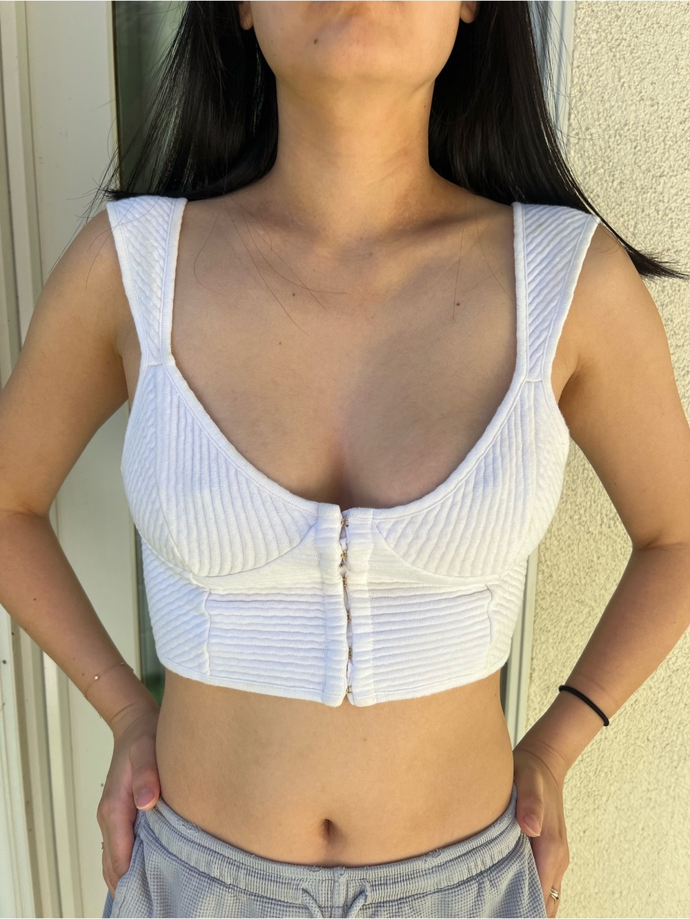 Are you am I - Ivory Textured Bustier Crop Top